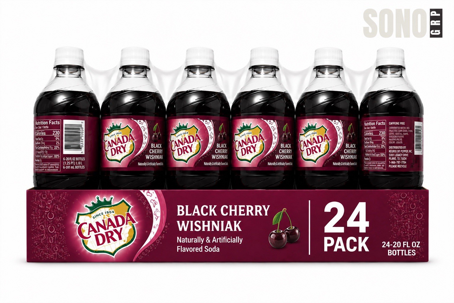 Canada Dry Black Cherry Wishniak Soda , 20 Fl Oz (Pack of 24)