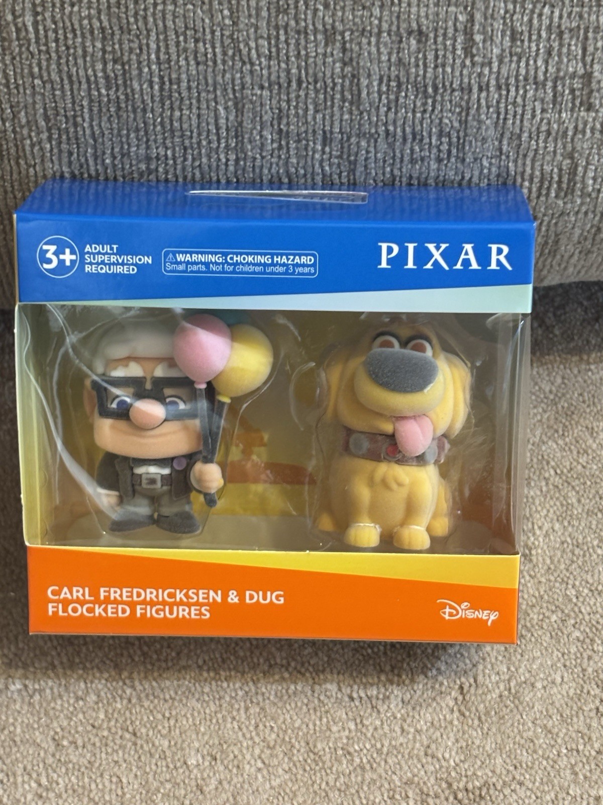 NEW, Disney Pixar CARL FREDRICKSEN & DUG Flocked Figures UP MOVIE Collectible