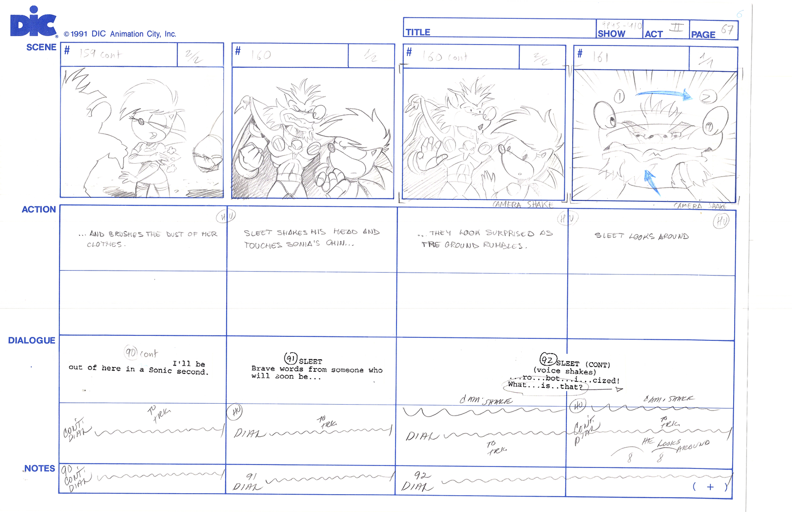 Sonic Underground Huge Hand-Drawn Production Storyboard 1999 from DIC Pg 67