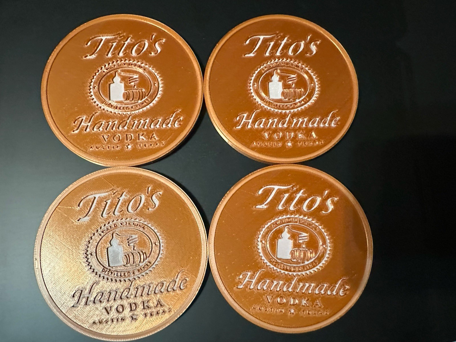 Tito's Handmade Vodka Copper Colored Coasters Set Of 4