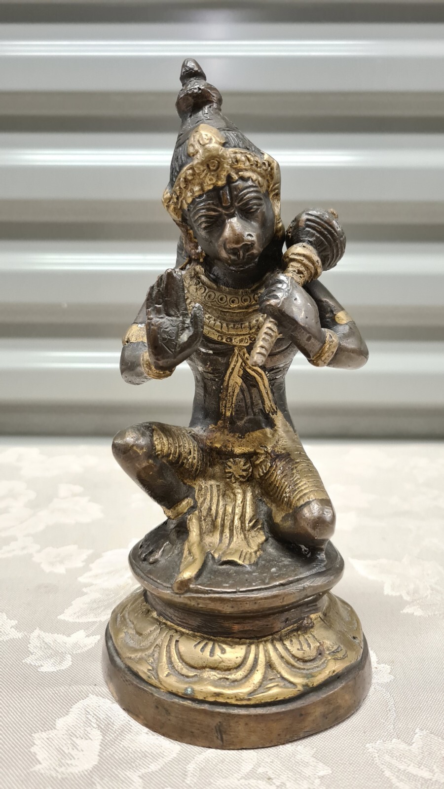 Vintage Indian Hindu Hanuman Sculpture 8in. Metal