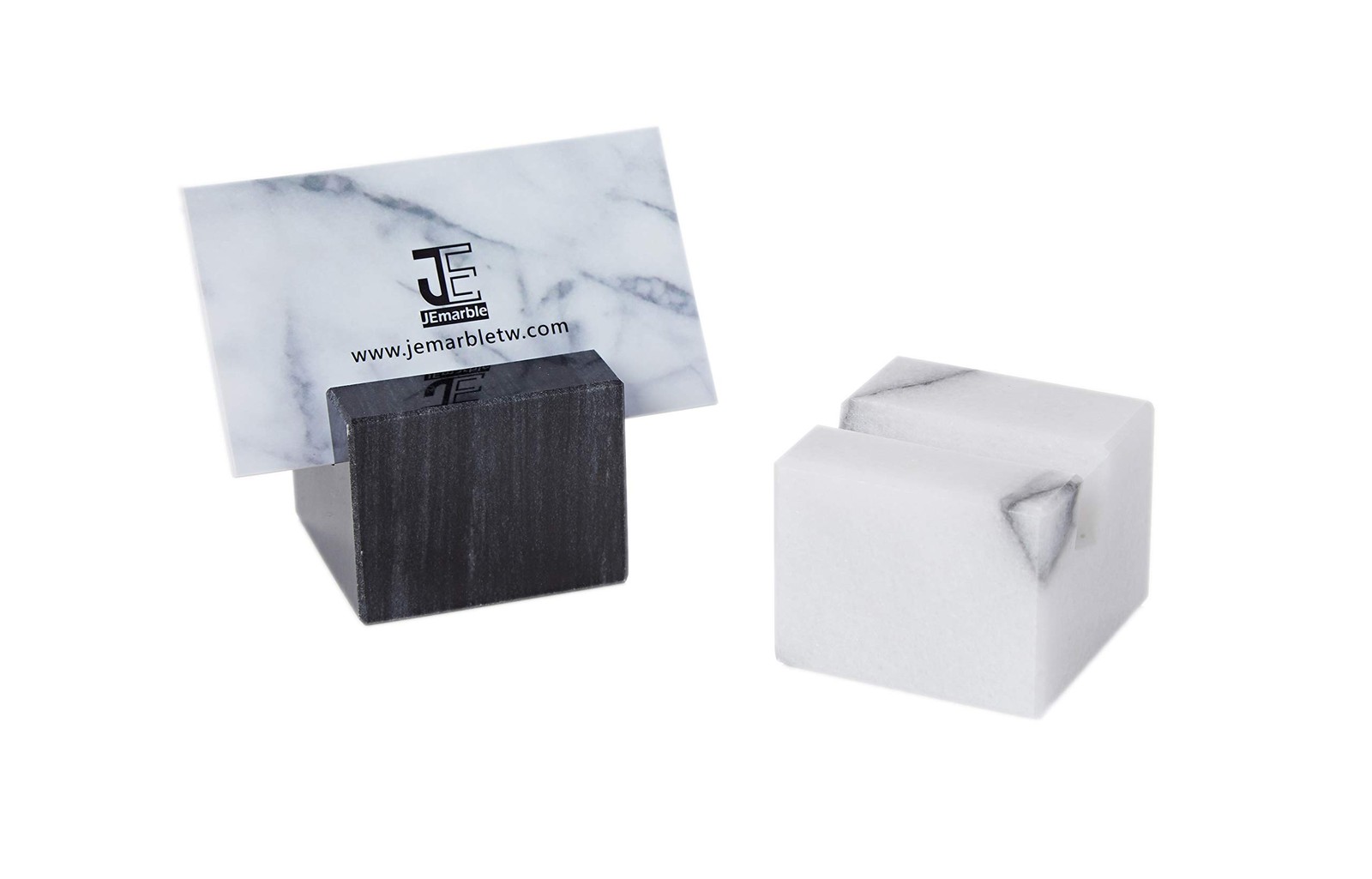 JEmarble Card Stand 2pcs White 2 Inch Marble Desk Display Holder Set for Cards