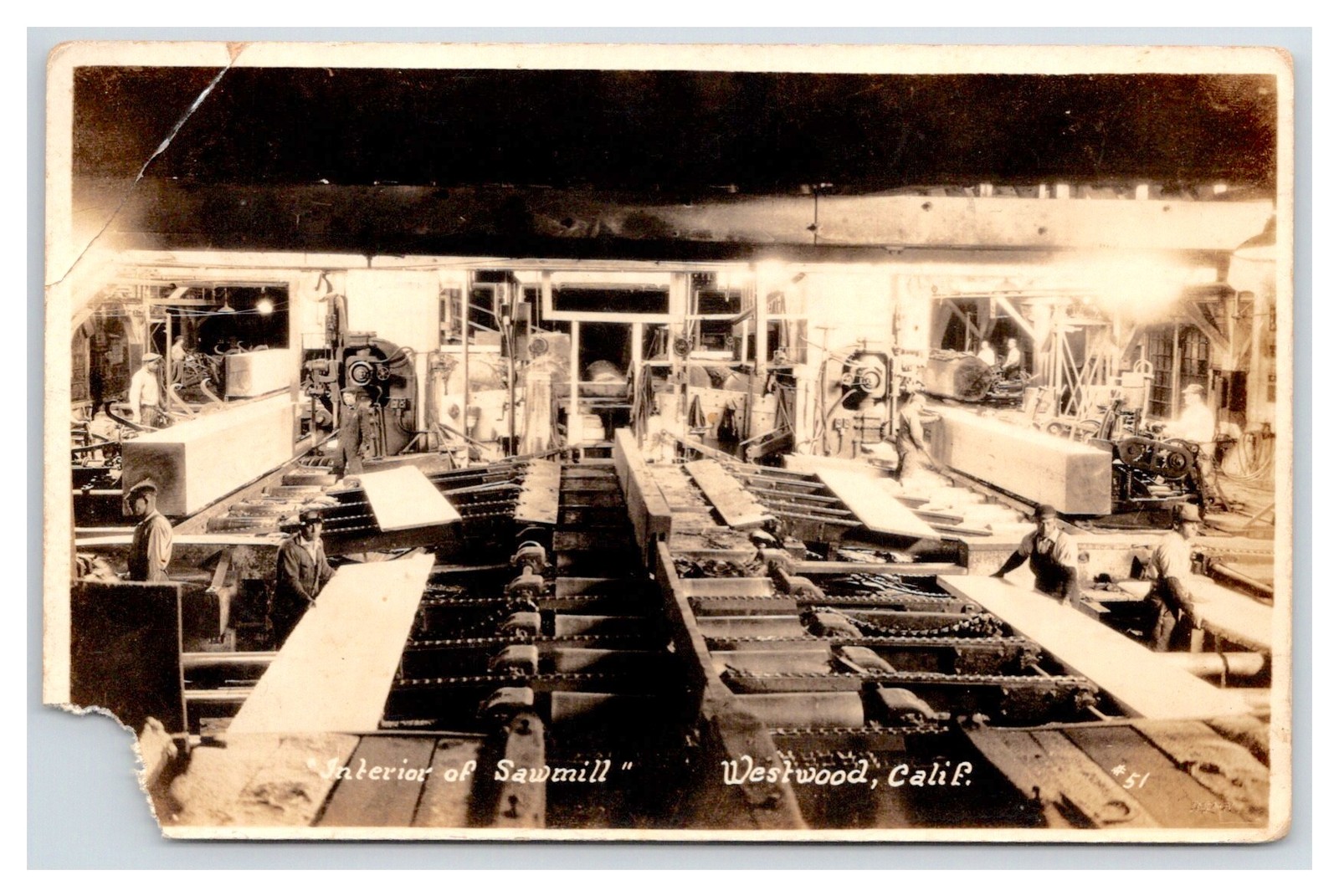 RPPC ~ Interior of Sawmill, Westwood CA Lassen County