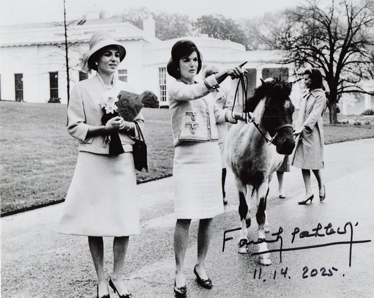 SIGNED Empress FARAH PAHLAVI of IRAN With JACQUELINE KENNEDY At White House COA