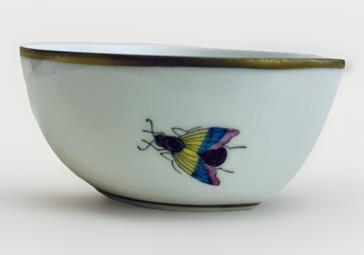 Herend Rothschild #6005 Small Porcelain Trinket Bowl Whimsical Insects No Lid