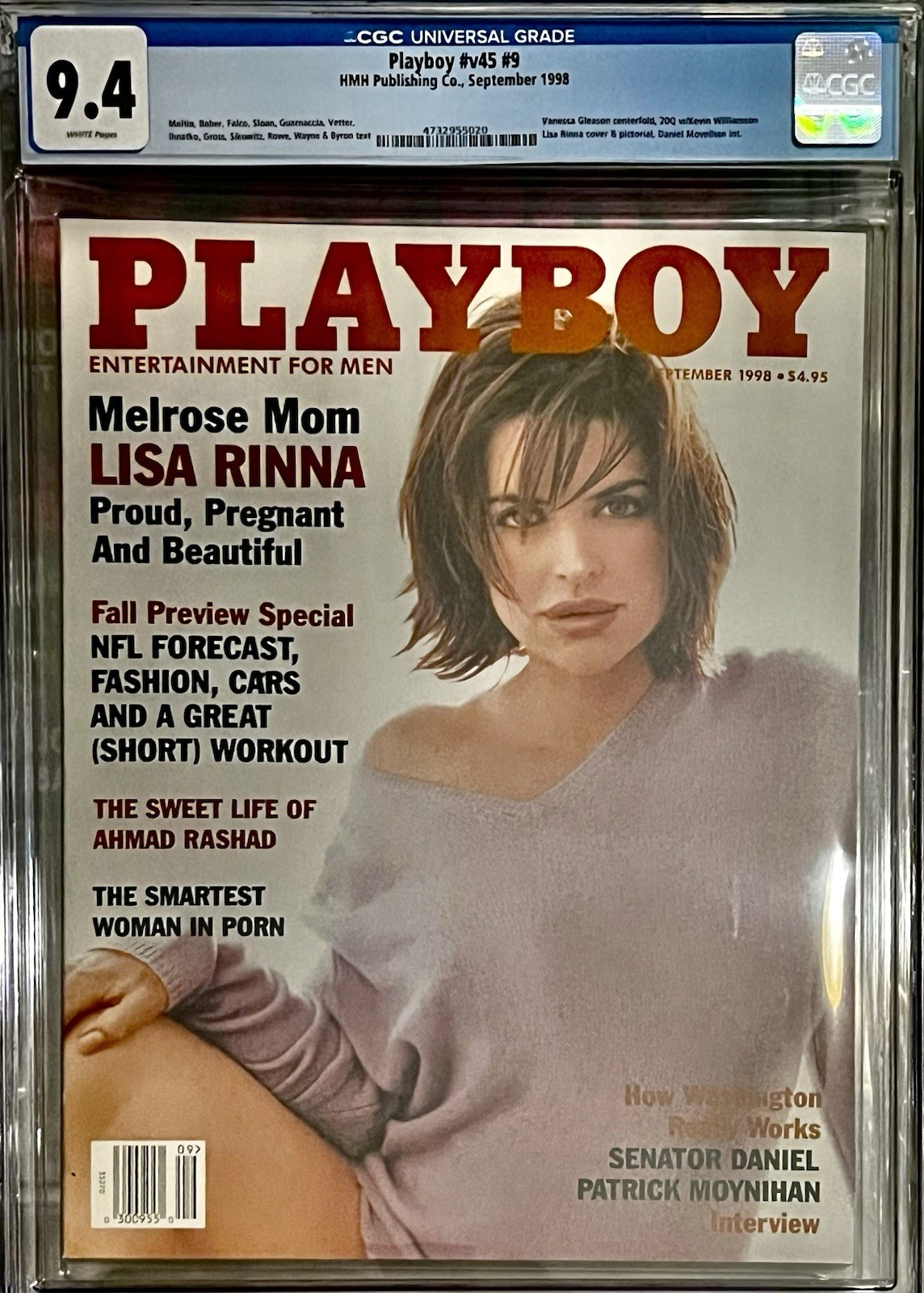 PLAYBOY MAGAZINE SEPTEMBER 1998 v45 #9 LISA RINNA 9.4 CGC TOP POP MELROSE Place
