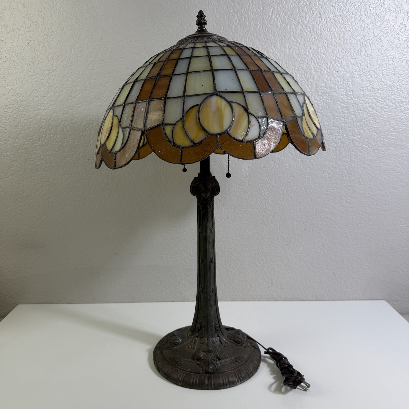 Rare Possible Wilkinson Lamp Base W/ Tiffany Style Shade Vintage Antique 