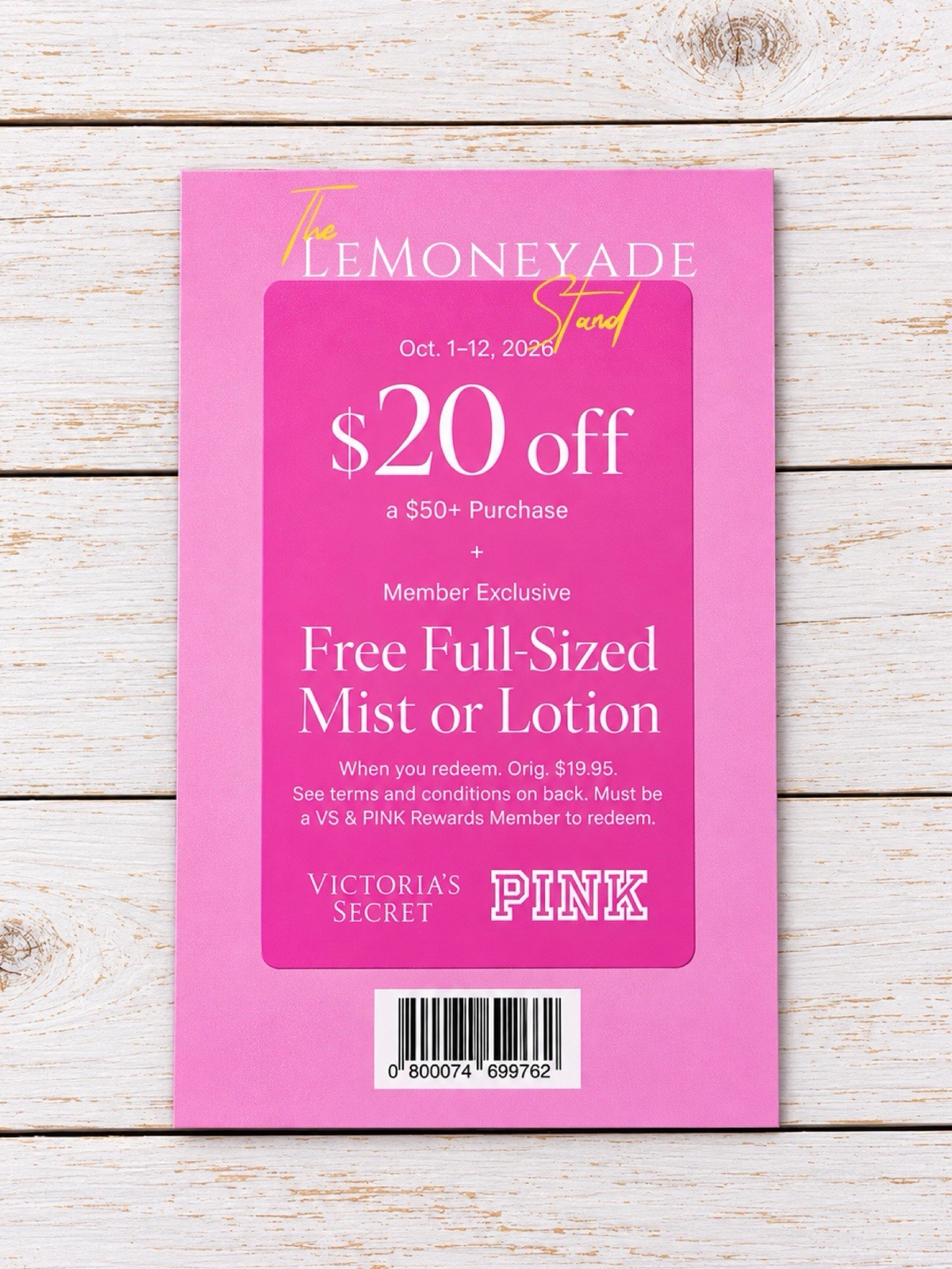 Victoria’s Secret $20 Off $50 + A Free Full Size Mist Or Lotion October 1-12th