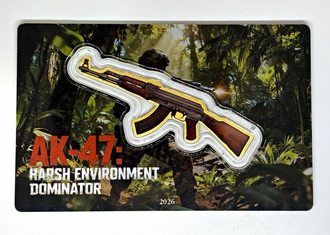 2026 Liberia AK-47 Gold Coin 1/1000 oz Au .9999 Serial #0811 Sealed