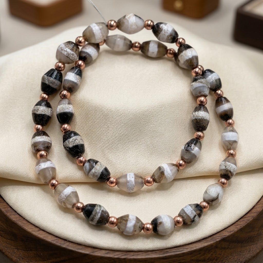 Himalayan Tibetan Cultures Stripes Chung Dzi Zee Agate Beads