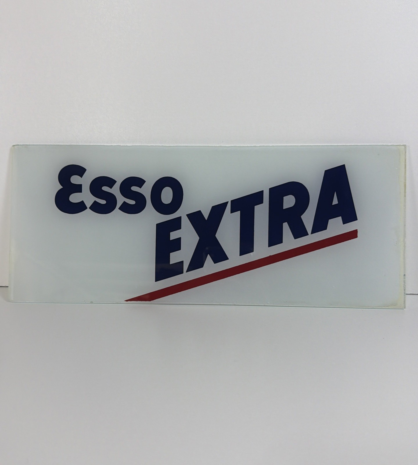 VTG Original ESSO EXTRA Gasoline Glass Gas Pump Plate Insert 12 3/8” x 5” VGC
