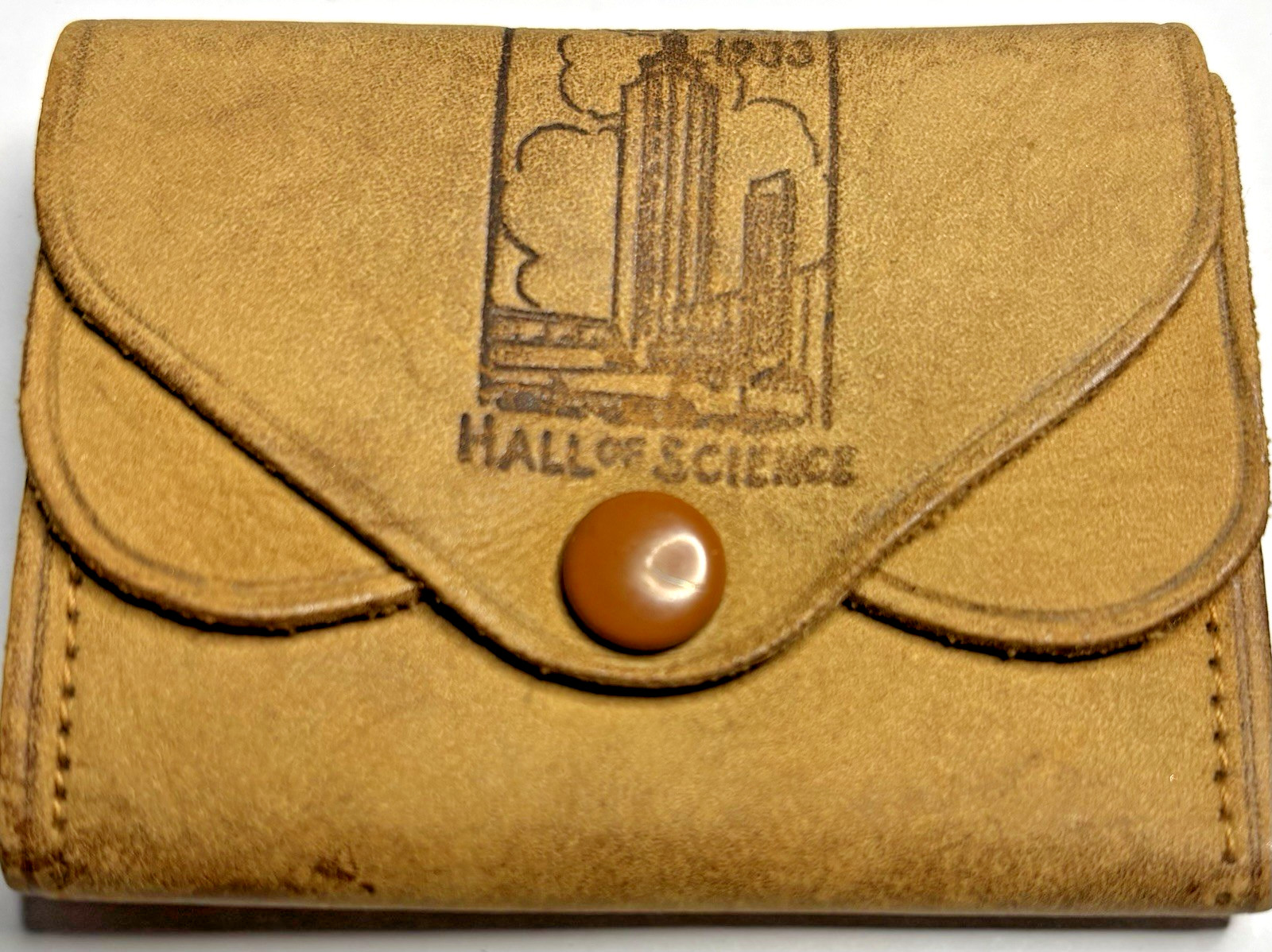 1933 Chicago Worlds Fair Century of Progress Leather Coin Purse Wallet Souvenir