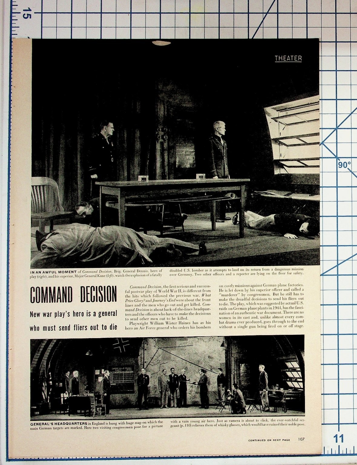Vintage 1947 LIFE Magazine Article WWII Play Command Decision Ephemera