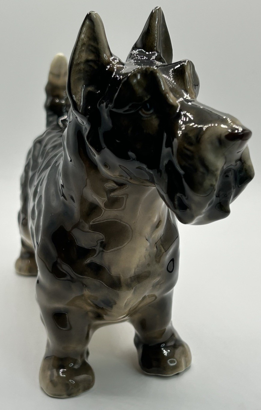 VTG Scottish Terrier Dog 8” x 6” Mantle Figurine Black And Gray 1950’s Japan