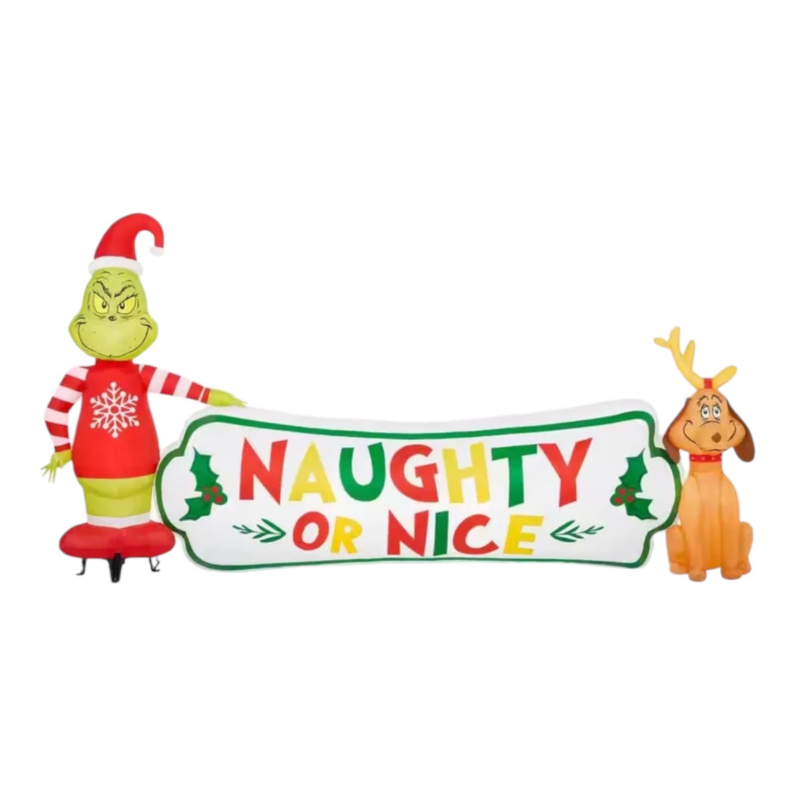 9 ft. W LED Grinch And Max Naughty or Nice Christmas Airblown® Inflatable Gemmy