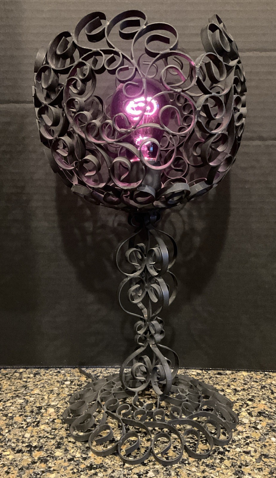 Spanish Revival Gothic Wrought Iron Table Lamp Mid Century Handmade Estate READ