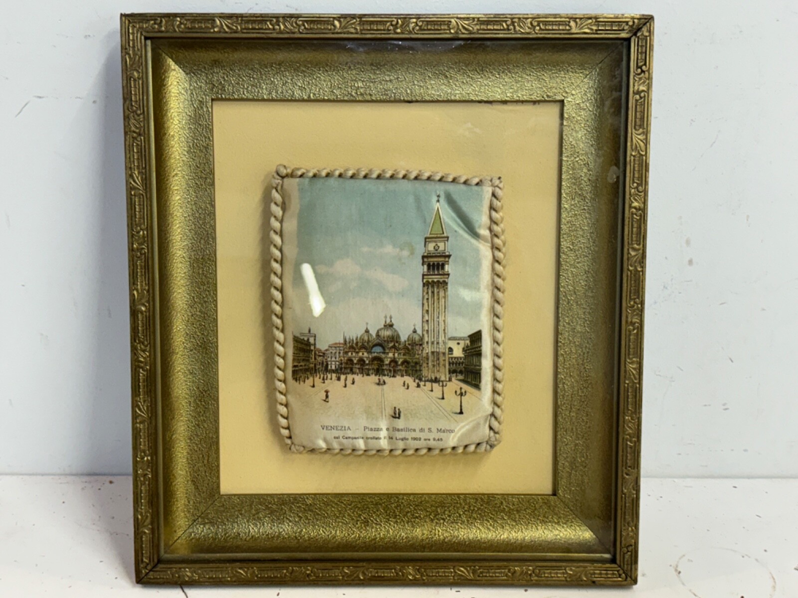 Antique “Saint Mark\'s Square and Basilica” Venice Collectible Pillow Framed