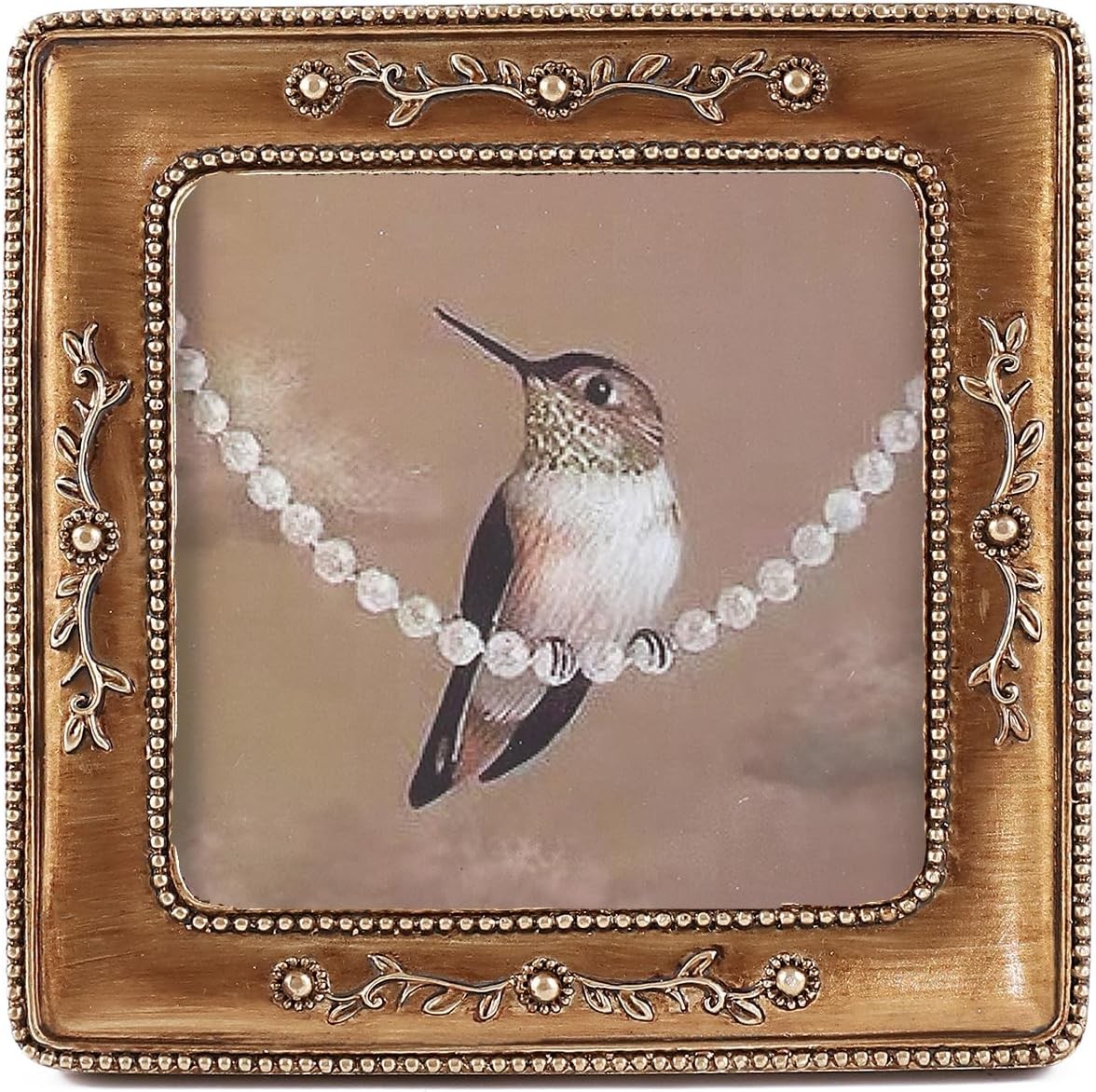  4x4 vintage photo frame, small antique wall decoration, Victorian-style square