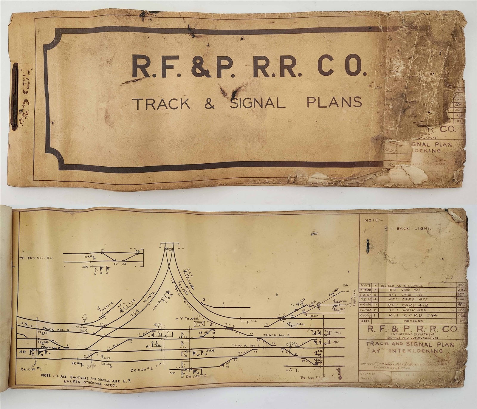 1950s antique R.F.&P. R.R. TRACK & SIGNAL diazo PLANS Potomac Yard 11pgs