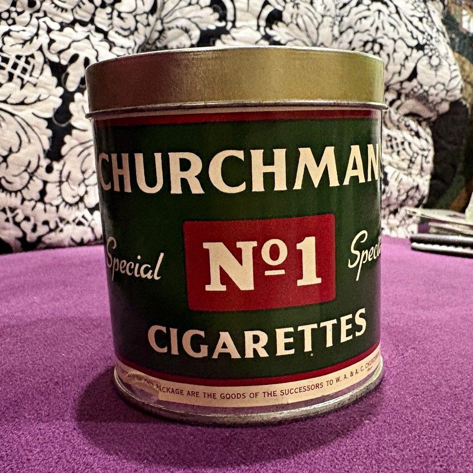 Churchman\'s No. 1 Special Cigarettes Round Tin Can.