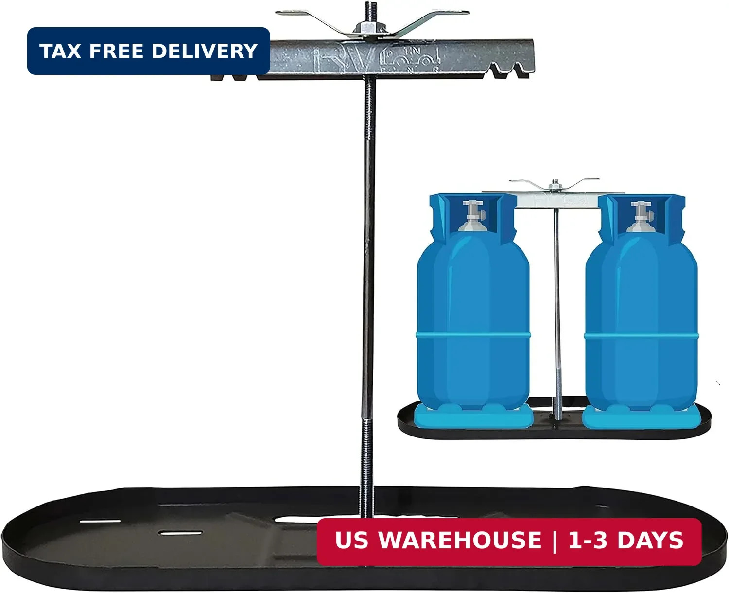 RVPNR106B RV Dual Propane Tank Mounting Rack for Camper and Travel Trailer for 3