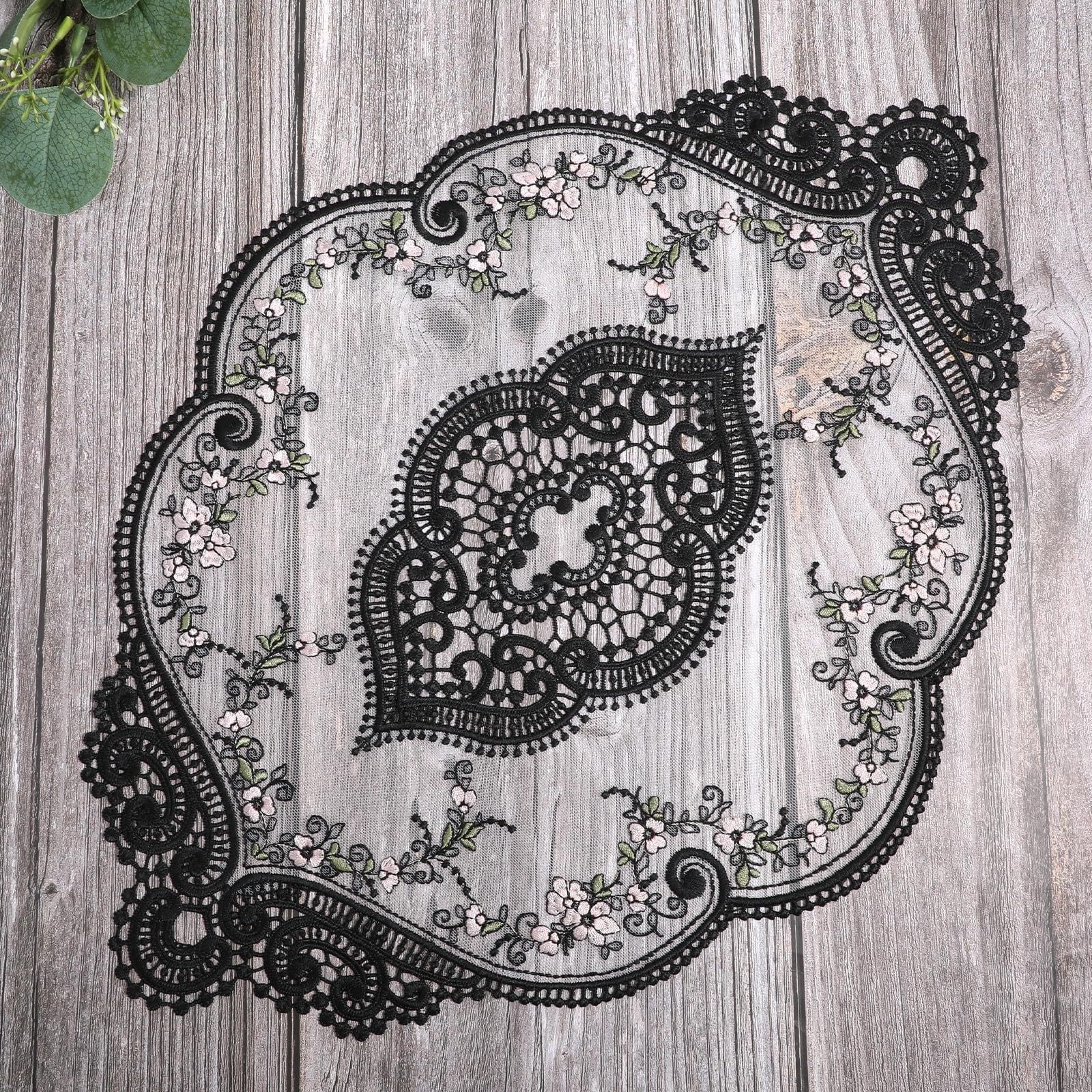 2 Pack Black Lace Doilies, 17x12 Inch 17.32 inches x 12.21 inches, 2 Pack Black Lace Doilies, 17x12 Inch 17.32 inches x 12.21 inches,