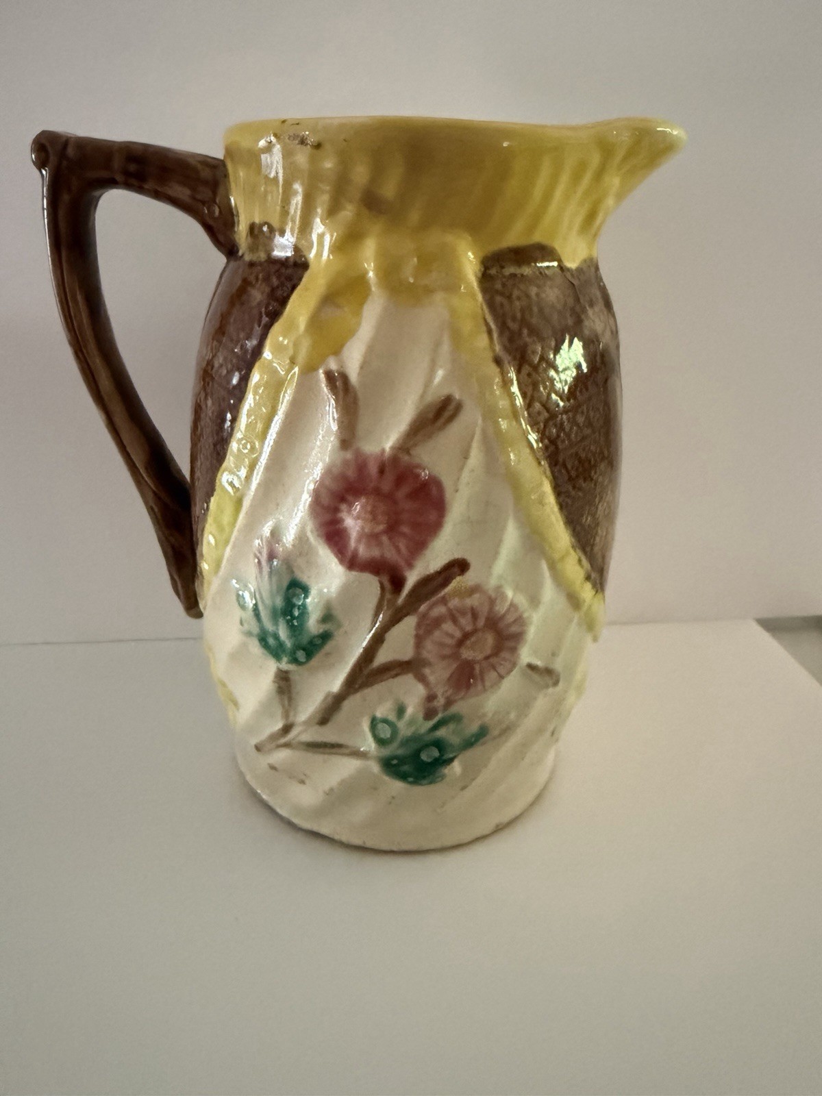 antique majolica pitcher, 6.5 Inches