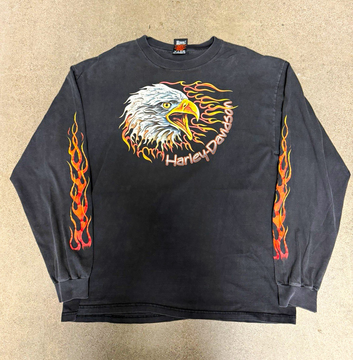 Rare Harley-Davidson Kona Hawaii Long Sleeve Graphic T-Shirt Black XL flame hits