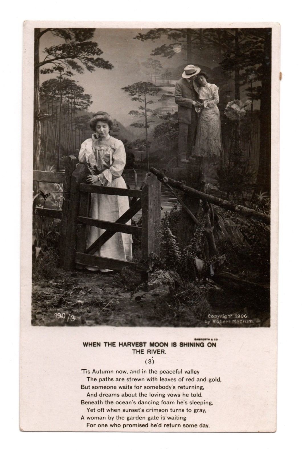 When The Harvest Moon Is Shining On Bamforth Romantic Postcard RPPC Unposted