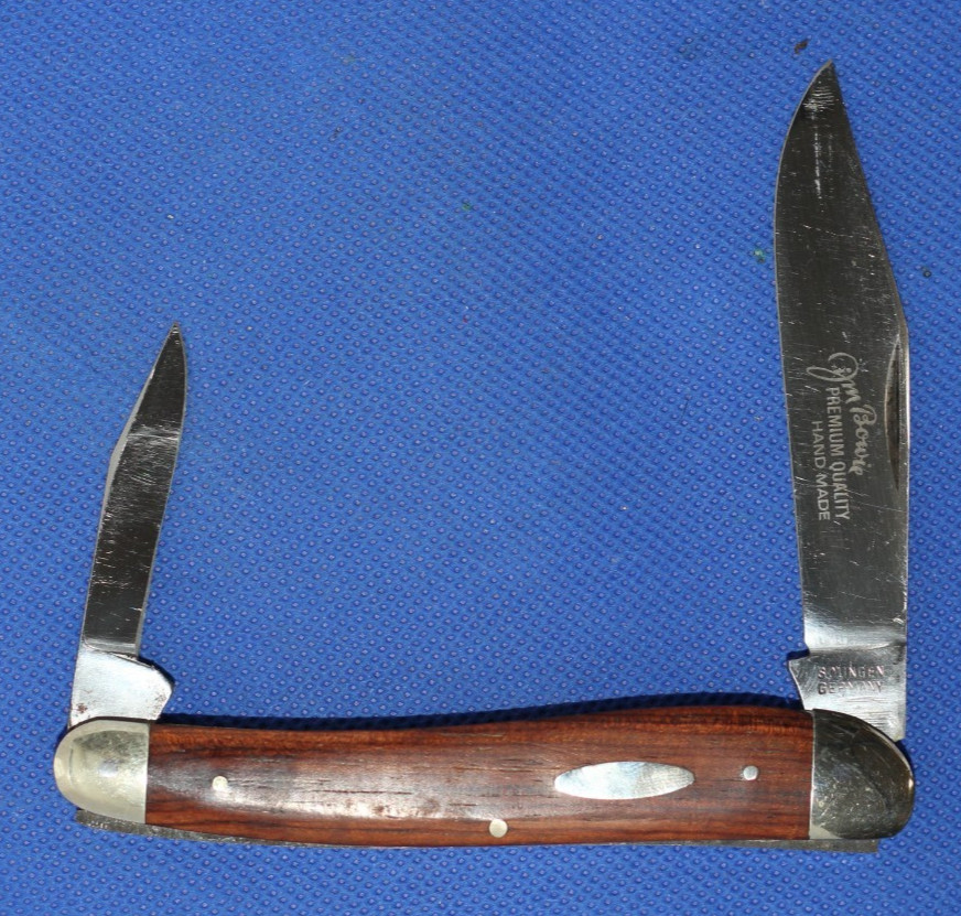 VIntage Carl Schleipper, Jim Bowie 2 blade wood knife, NOS