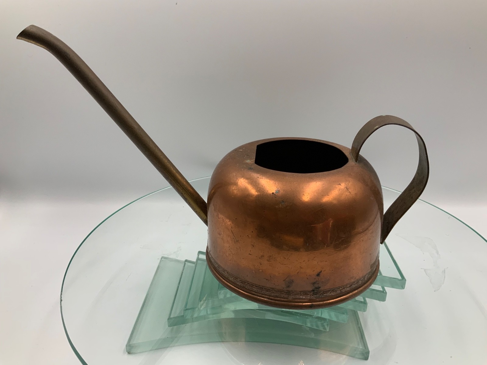 Vtg Copper Watering Can Long Spout Rustic Small Indoor Plant Garden Farmhouse