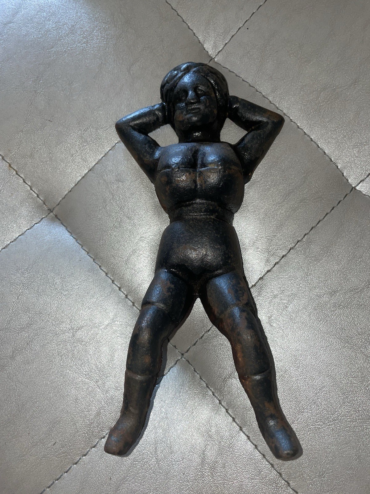 Antique Original Naughty Nelly Boot Jack Door Stop Nellie Cast Iron Burlesque
