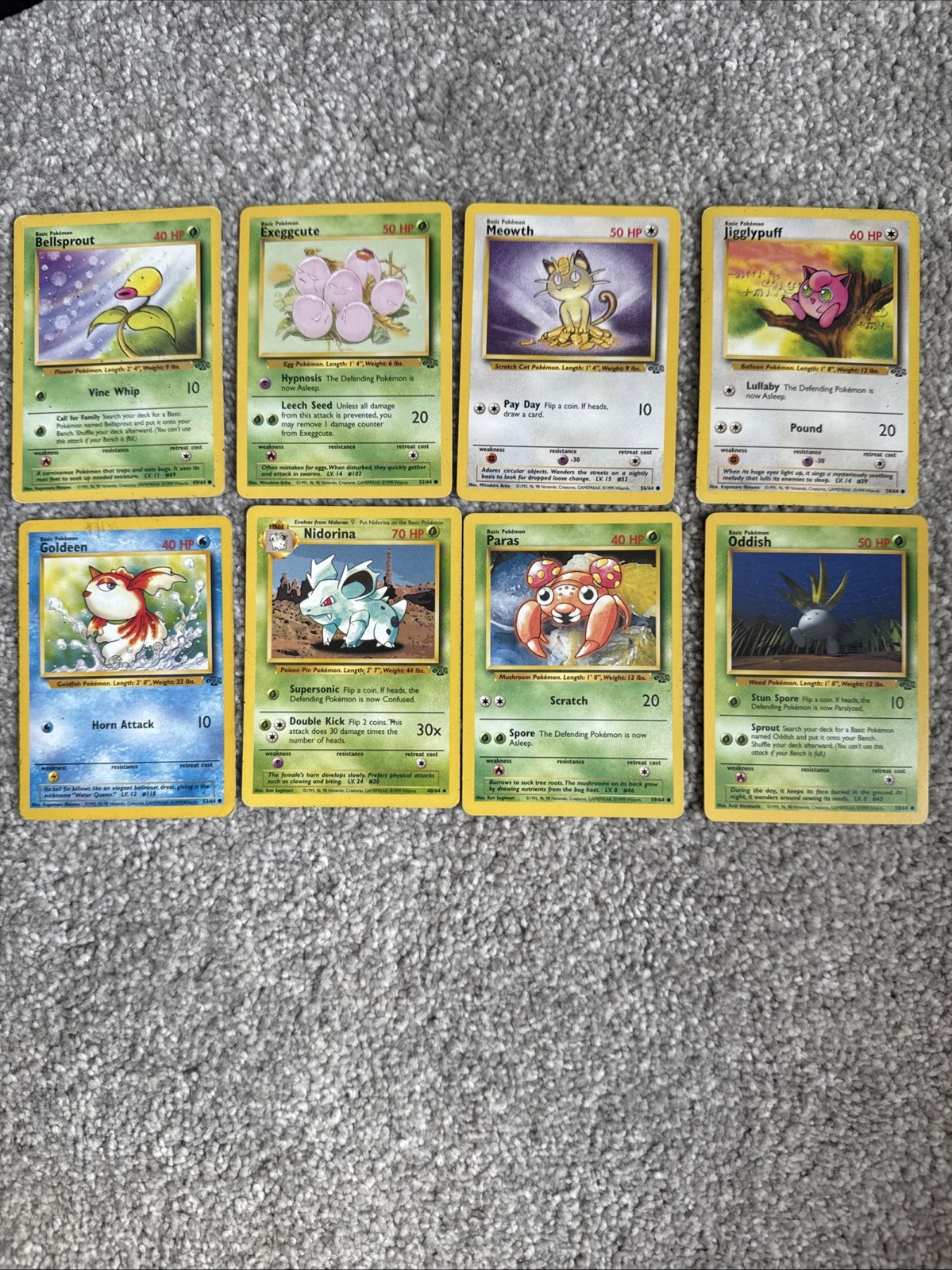 JOBLOT BUNDLE JUNGLE ASSORTED COLOURLESS GRASS WATER POKEMON CARDS
