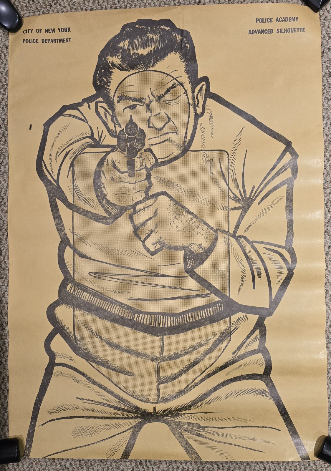  Vintage 1960s NYPD New York City Police Academy Bad Guy Gun Shooting Target 