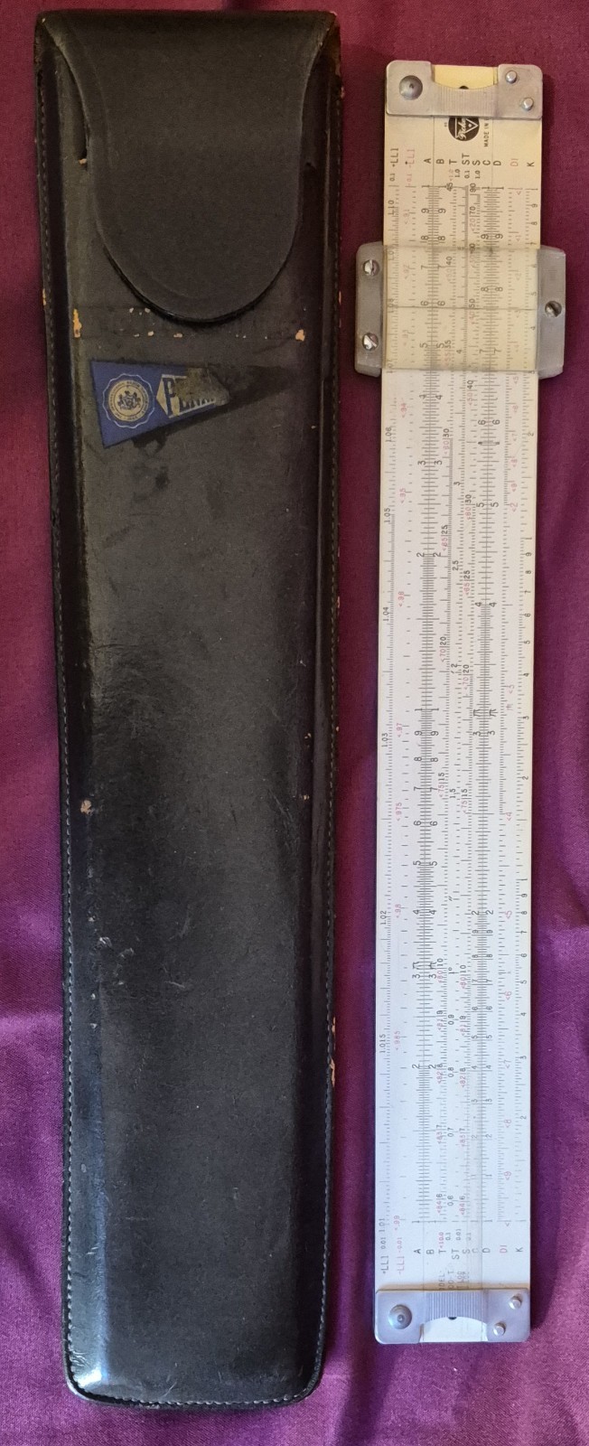 Vintage Pickett N4-T Slide Rule Vector Log Log Dual Base White w Leather Case US