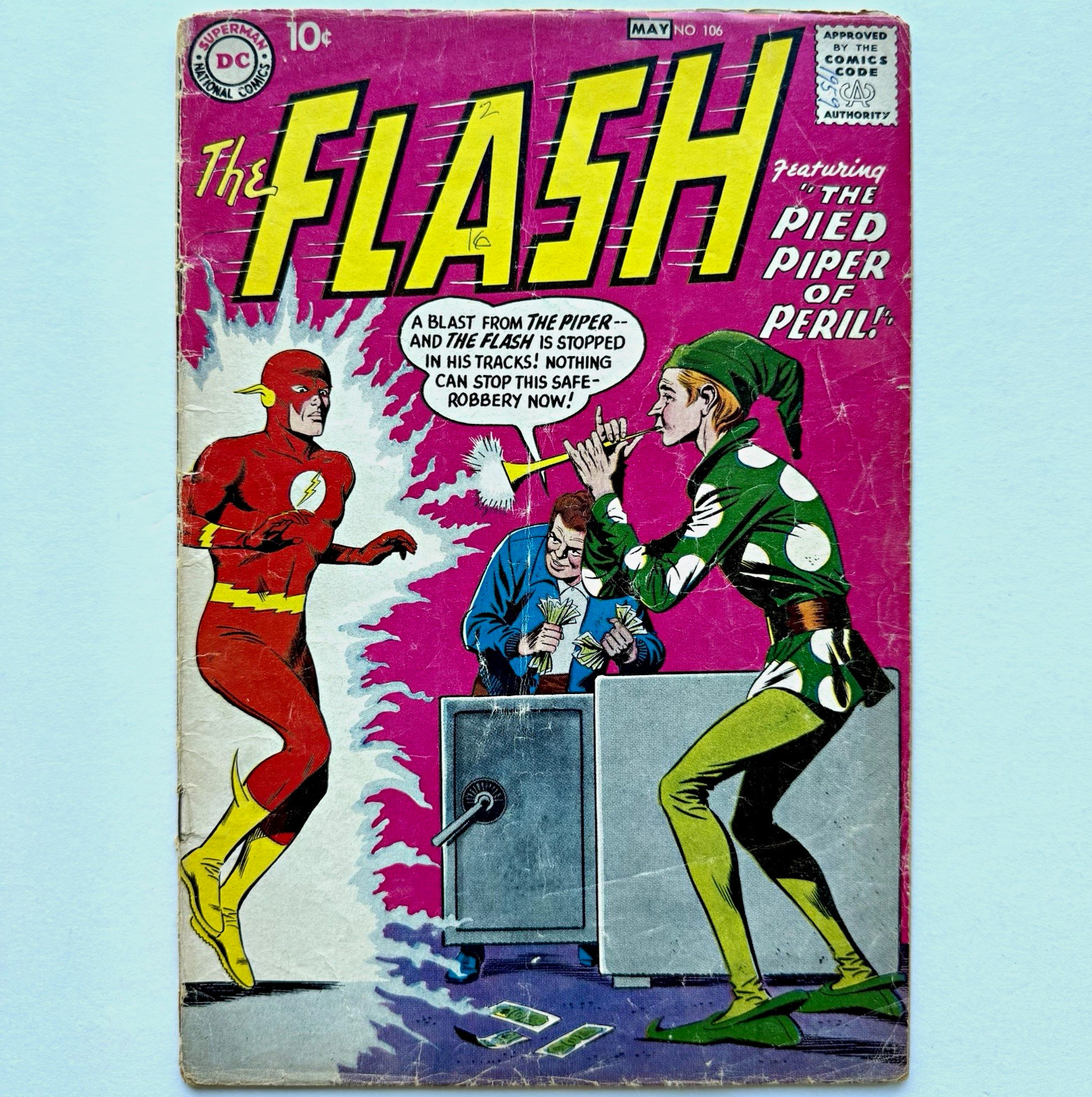 Flash #106 DC 1959 First Gorilla Grodd & Pied Piper, missing centerfold