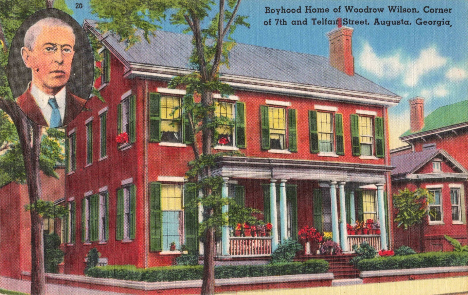 Augusta GA Georgia, Woodrow Wilson Boyhood Home, 7th & Telfair, Vintage Postcard