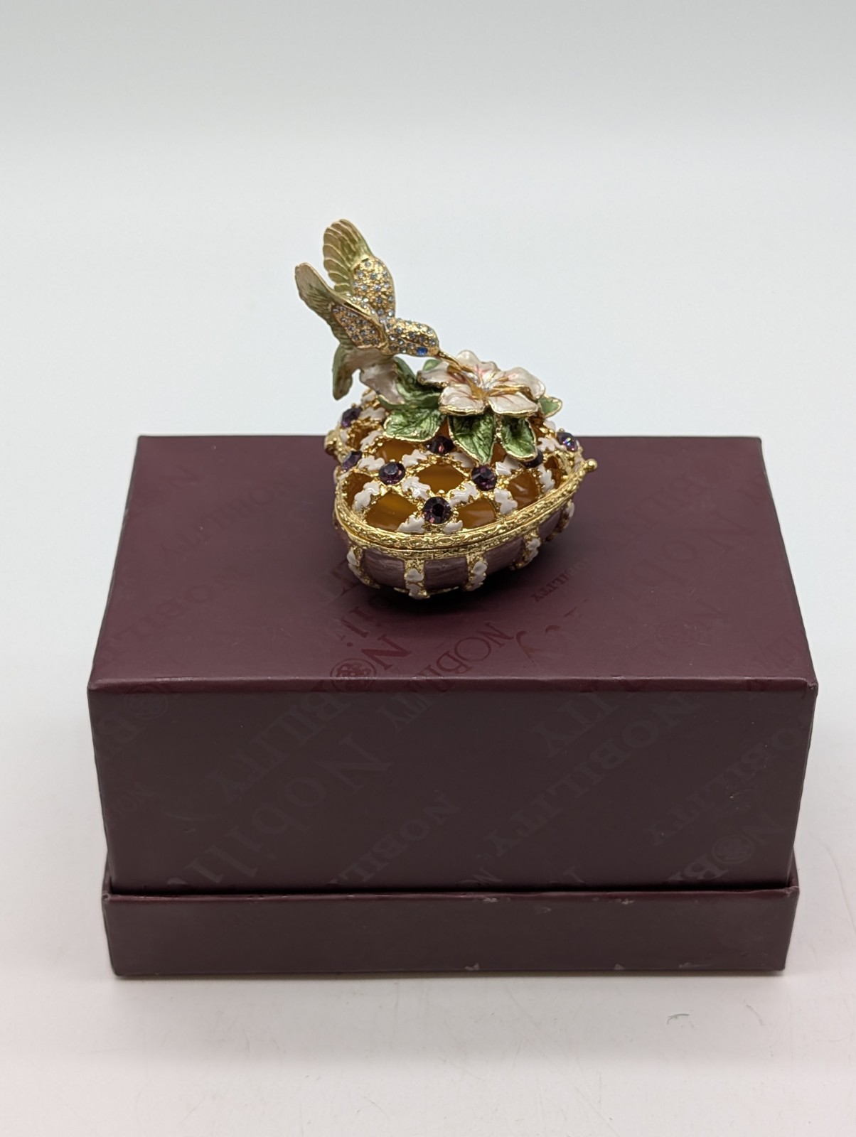 NOBILITY BEJEWELED BOX  HUMMINGBIRD IN FLOWER, IN BOX