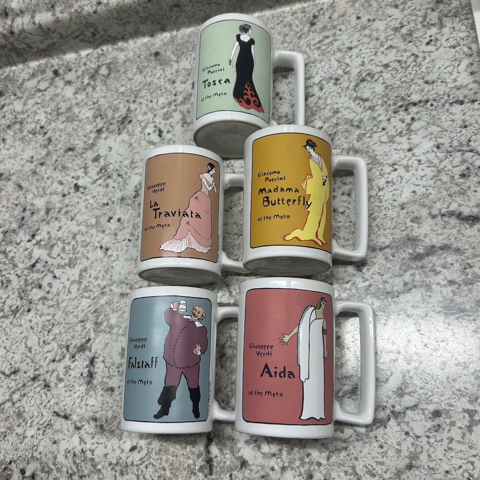 Vintage Met Opera Mug Set of 5 Metropolitan Opera House Puccini Verdi Japan