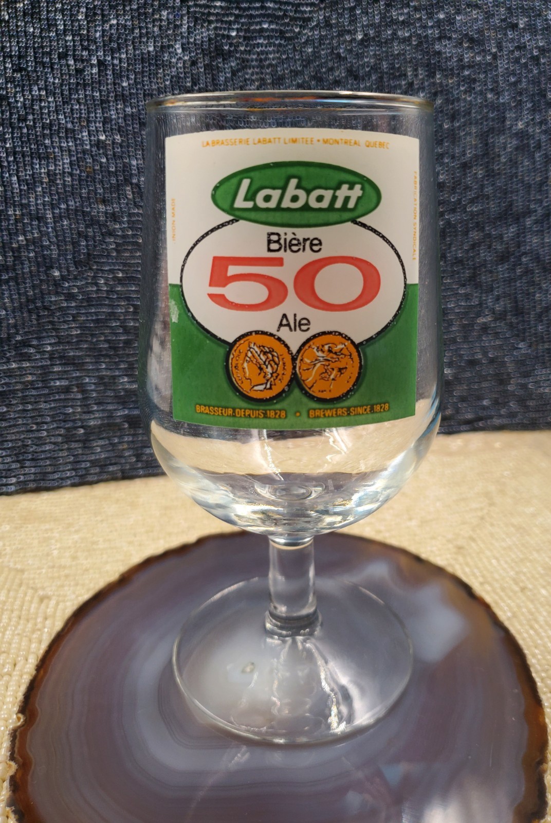 Vintage Labatt 50 Ale stemmed beer glass. (C18)