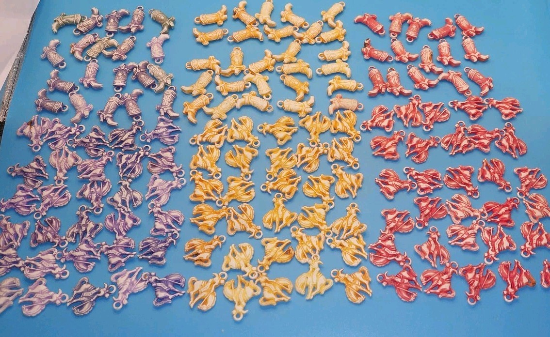 Vintage 1950s Plastic Gumball Charms Lot of 150 - Western Cowboys & Boots