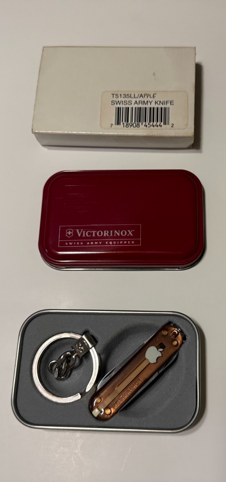 RARE Victorinox Swiss Army Knife Apple (Mac) Logo Gift Set w/ tin and Keychain