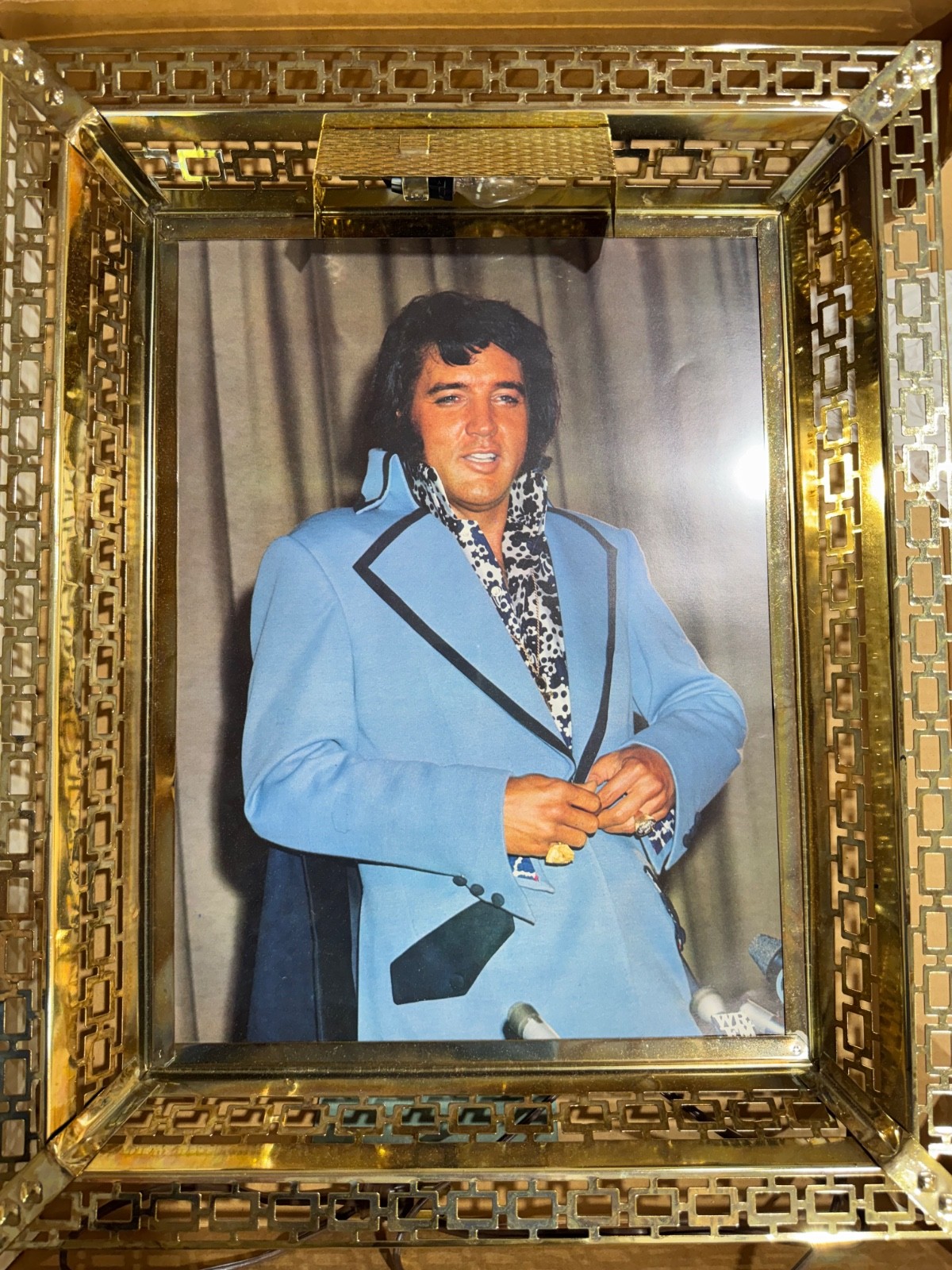VINTAGE 1970'S ELVIS PRESLEY LIGHTED FRAME LAMP J&L MIRROR NOVELTY Co. w/BOX