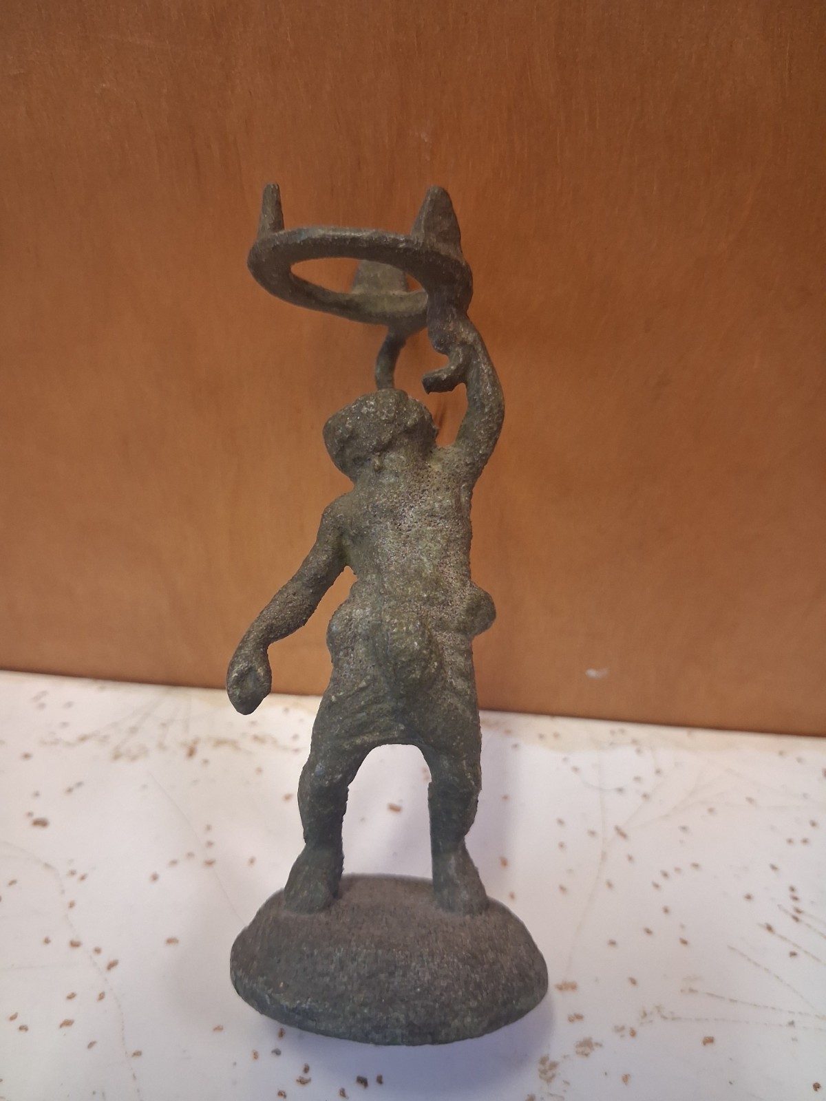 Vintage Bronze Statue of Silenus Deity of Wine & Drunkenness Candle Holder