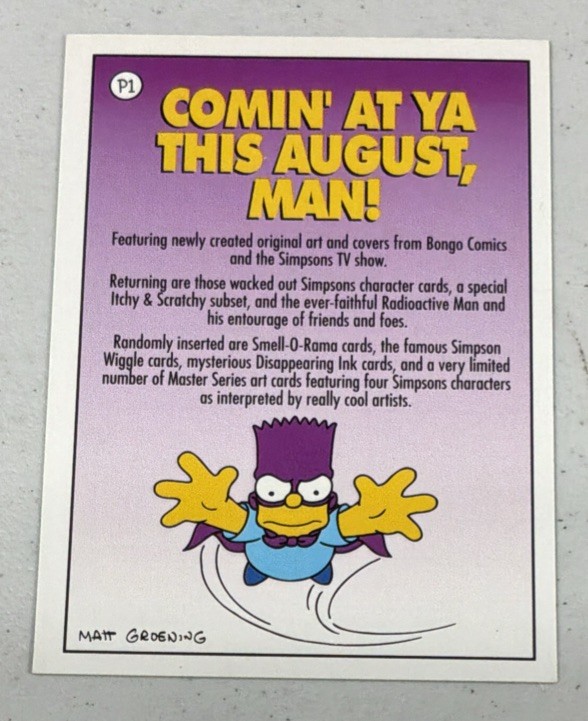 1994 THE SIMPSONS Season 2 Bartman PROMO P1 Skybox BONGO COMICS