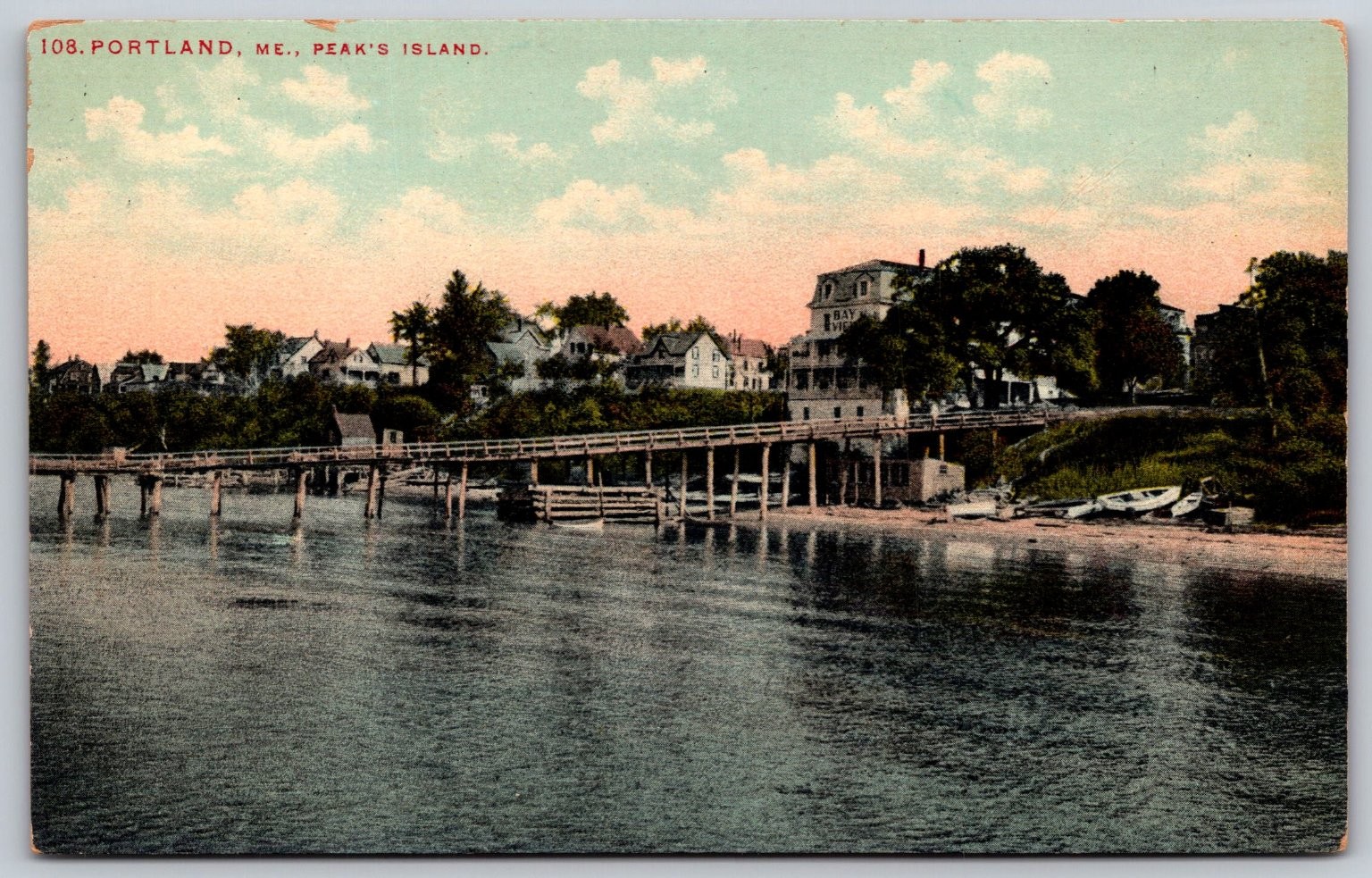 Portland ME Peak\'s Island Pier & Shoreline c1907-1915 Postcard E194