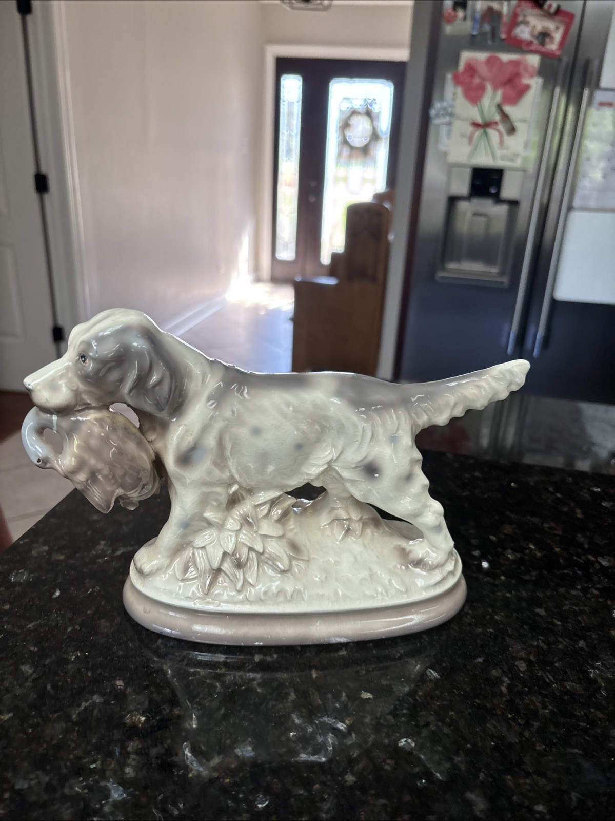 Vintage Porcelain Spaniel with Pheasant Figurine Hunting Dog