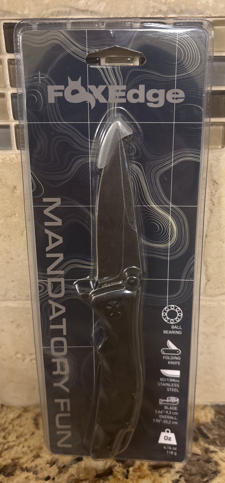 Fox Edge Mandatory Fun All Black Folding Knife G10 Stainless 8Cr13MoV Steel