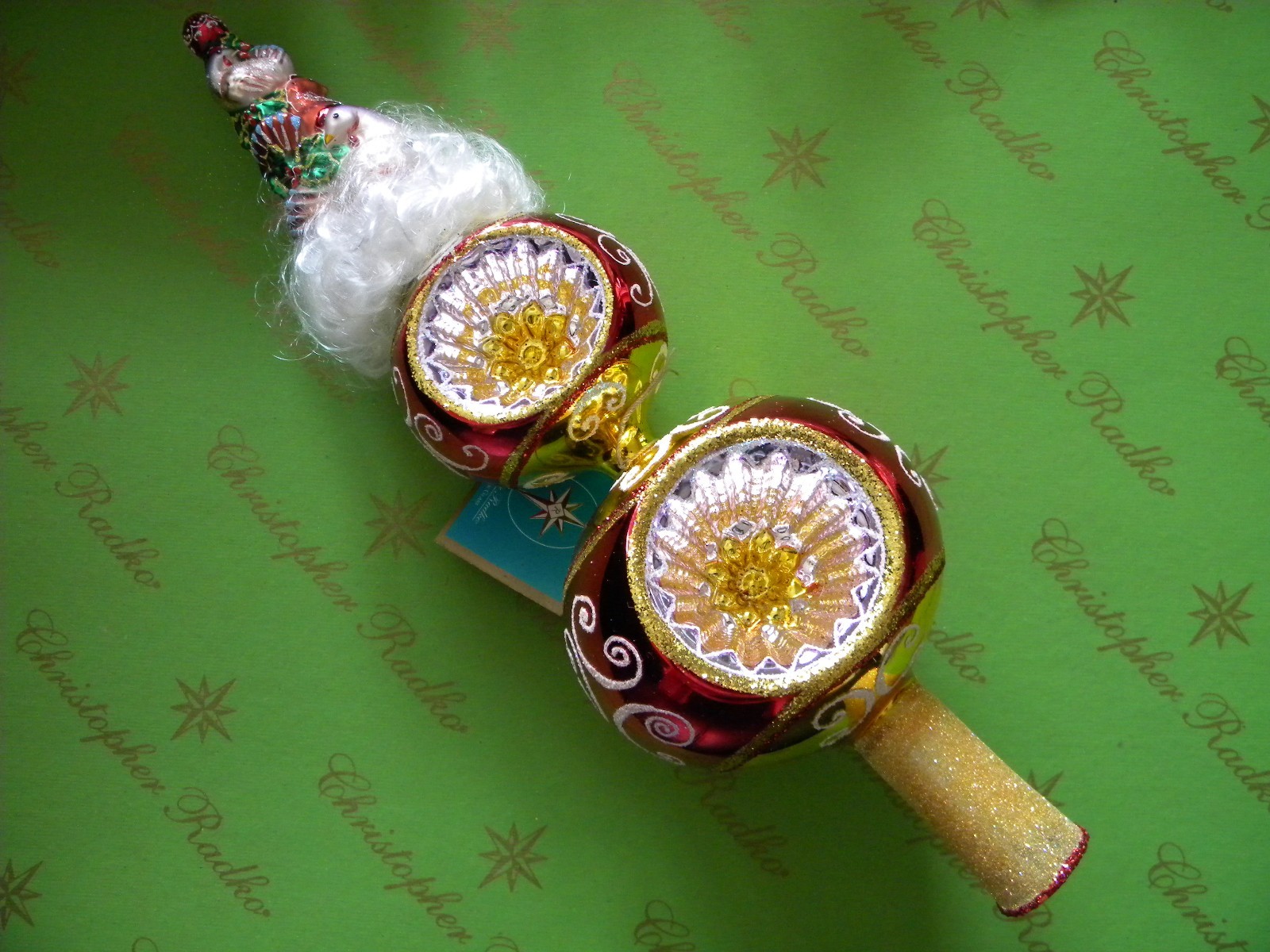 Christopher Radko Trois Poulet Final Tree Top Glass Ornament