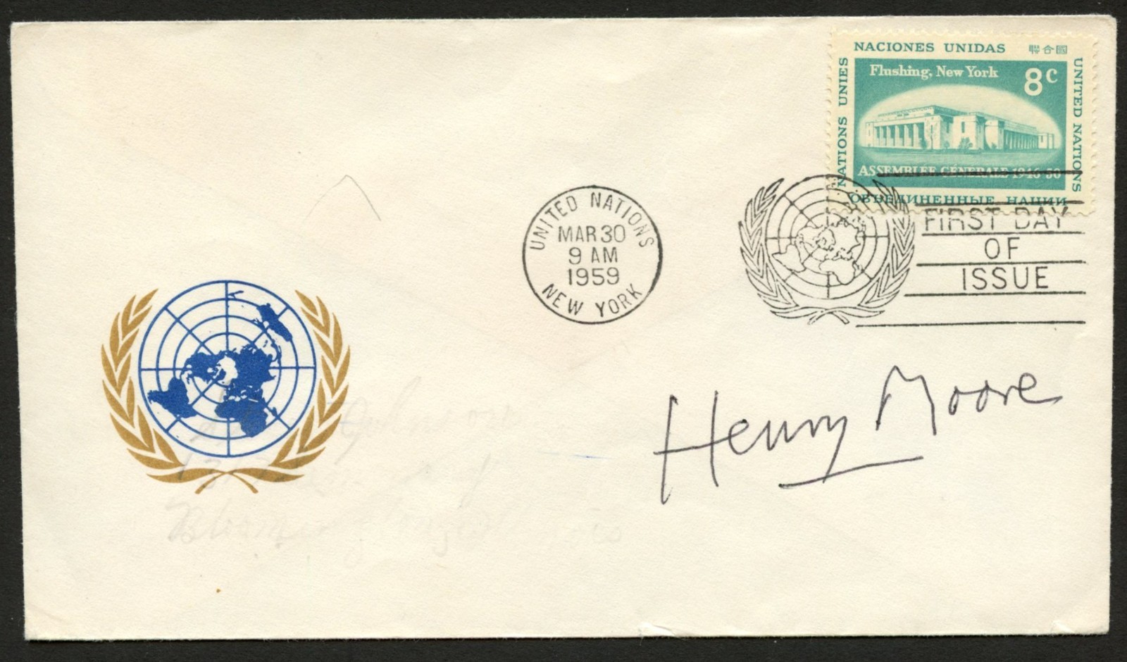 Henry Moore signed autograph FDC Visual Artist BAS Stickered